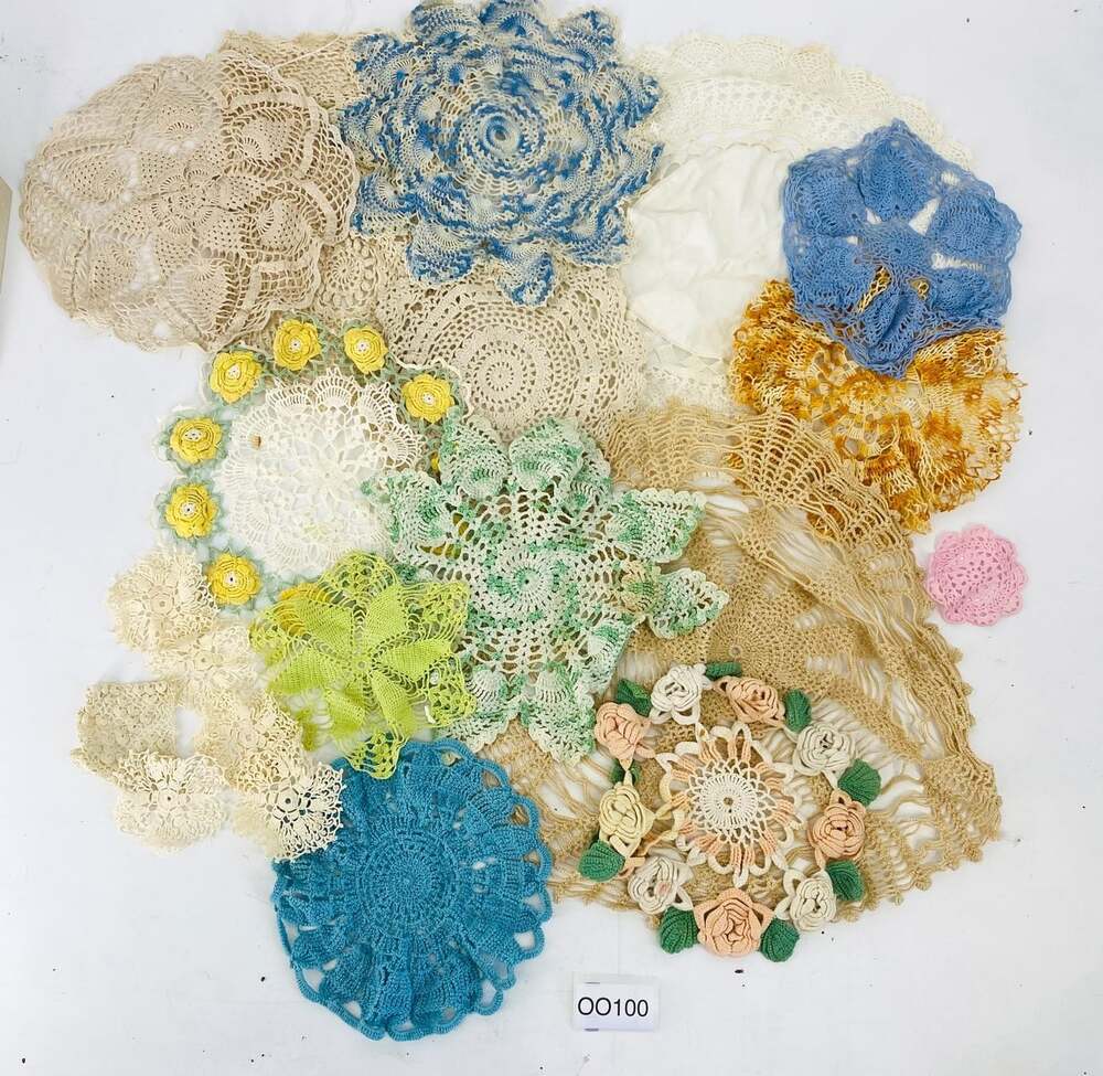 Lot of 20 Vintage Handmade Crochet Doilies Mixed Colors Floral Cottagecore Craft